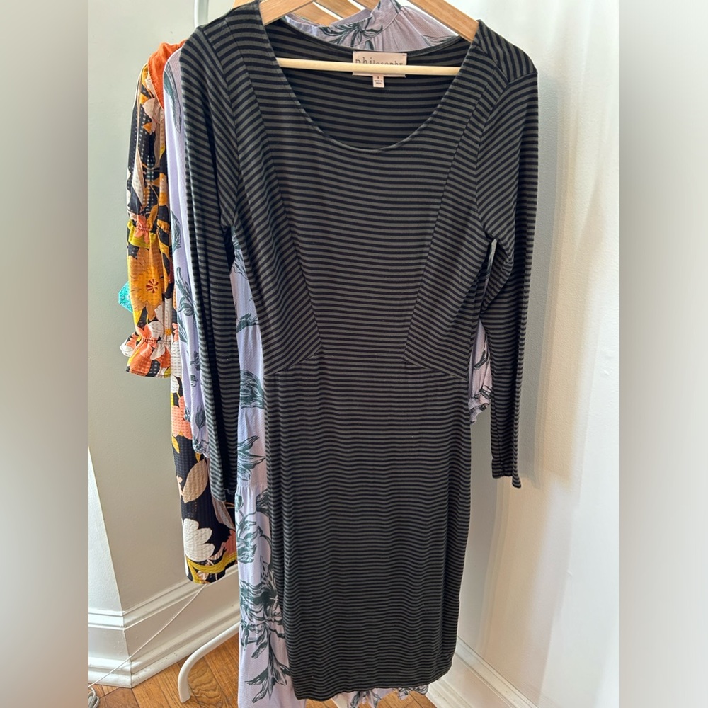 Philosophy midi striped skin hugging dress